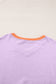 Orchid Bouquet Contrast Rib Knit Patchwork Drop Shoulder V Neck Sweatshirt