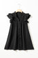 Black Ruffle Sleeve V Neck Frilled Shift Dress