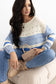 Light Blue Open Stitch Puff Sleeve Sweater