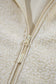 Beige Fleece Zip Up Drawstring Hooded Pocketed Jacket