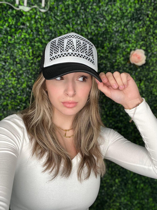 Checkered Mama Hat- ASK Apparel 