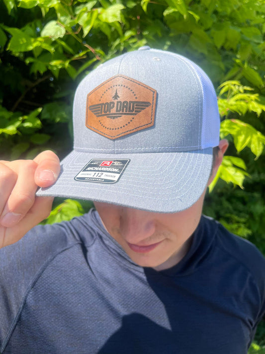 Top Dad Leather Patch Hat- ASK Apparel LLC