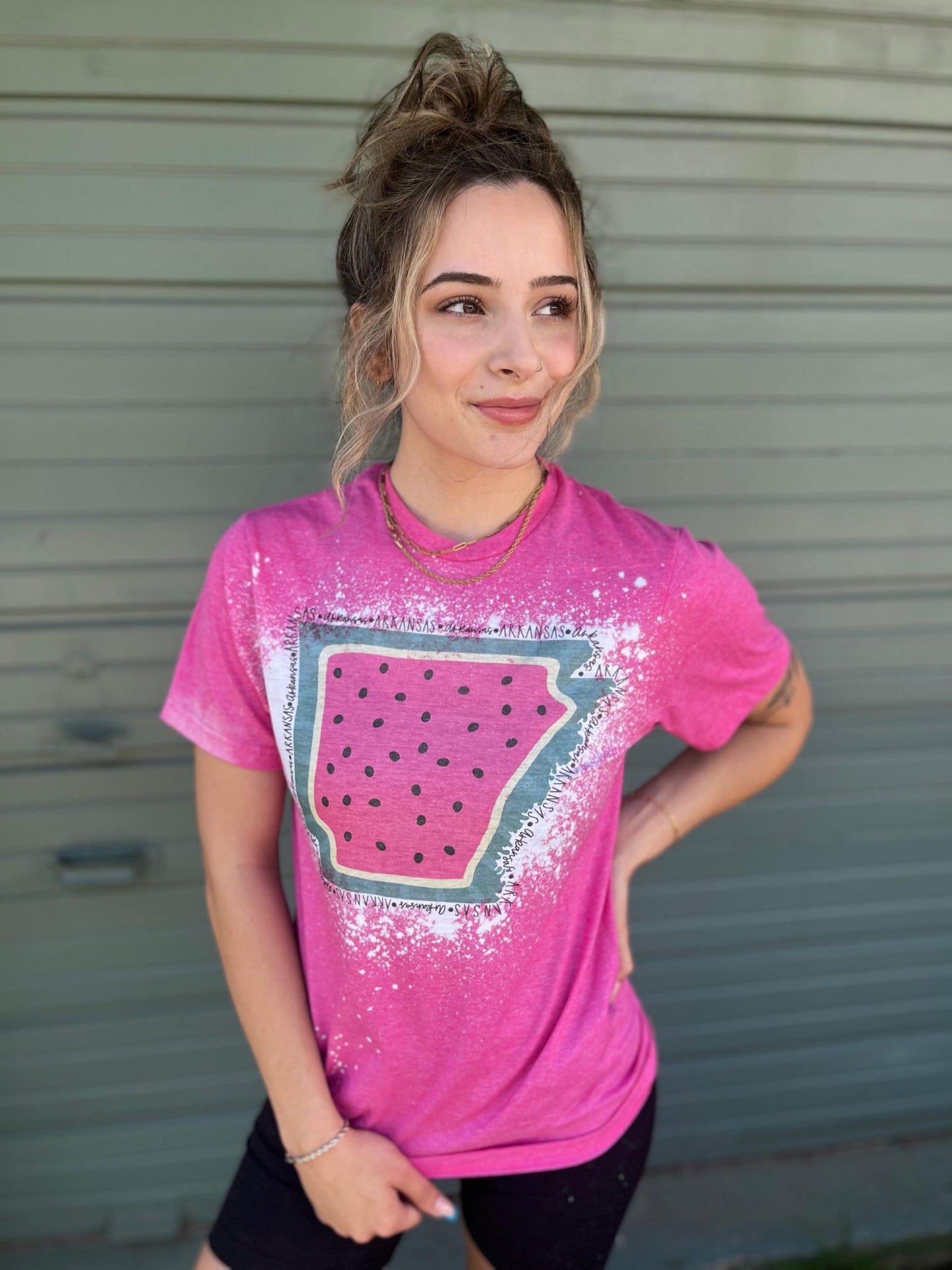 Watermelon Arkansas Bleach Tee- ASK Apparel LLC
