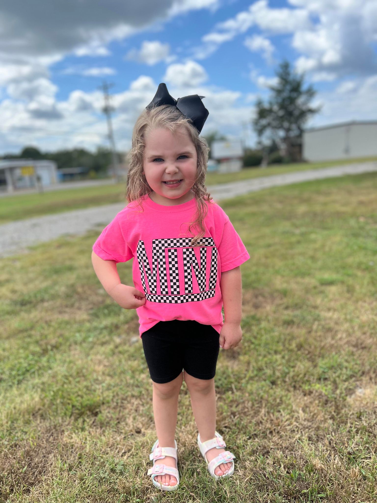 Checkered Mini Youth Pink Tee- ASK Apparel LLC