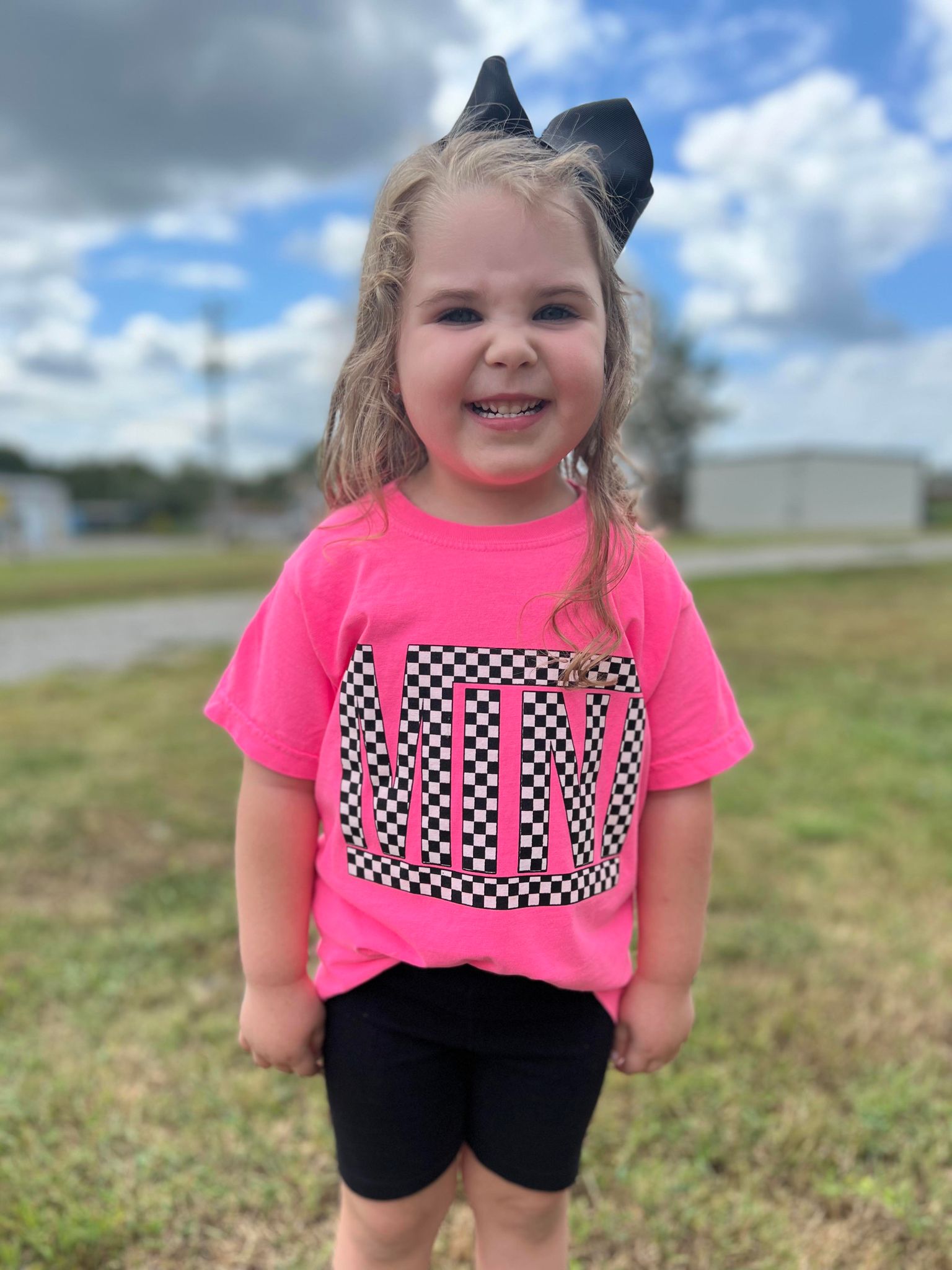 Checkered Mini Youth Pink Tee- ASK Apparel LLC