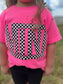 Checkered Mini Youth Pink Tee- ASK Apparel LLC