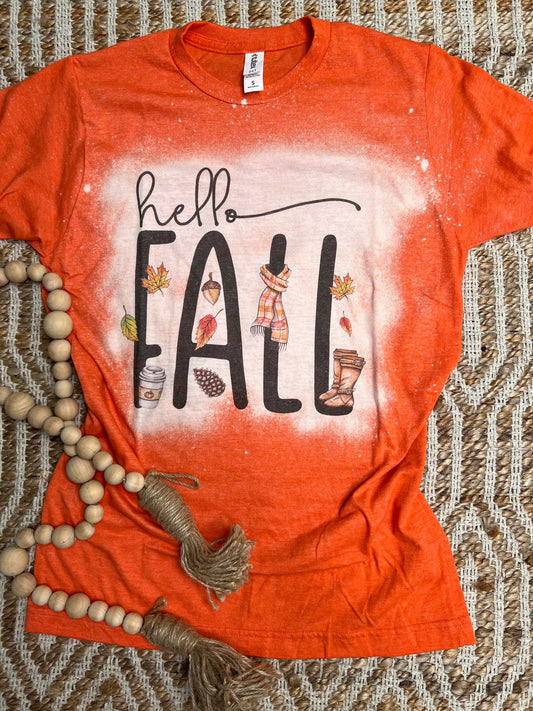 Hello Fall Bleach Tee- ASK Apparel LLC
