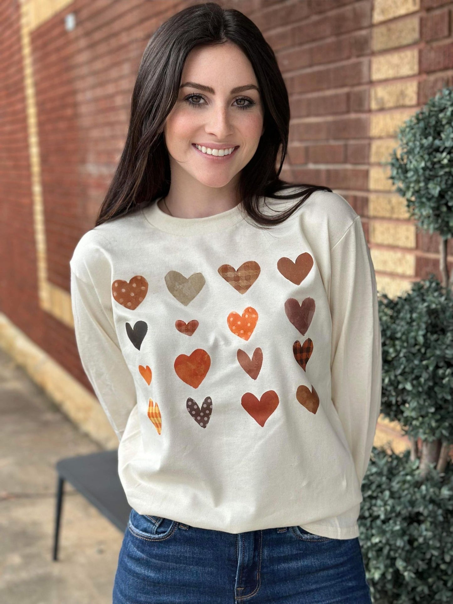 Fall Hearts Long Sleeve Tee- ASK Apparel LLC