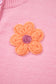 Pink Cute Knitted Floral Pattern Button Up Cardigan