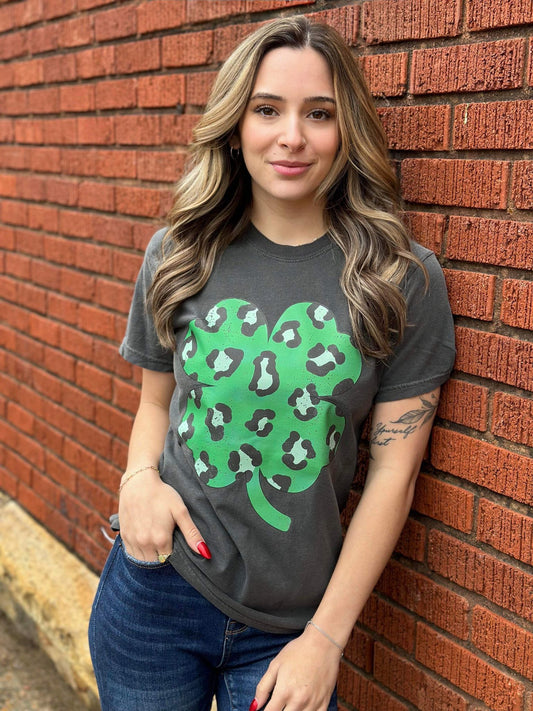 Leopard Clover Tee- ASK Apparel LLC