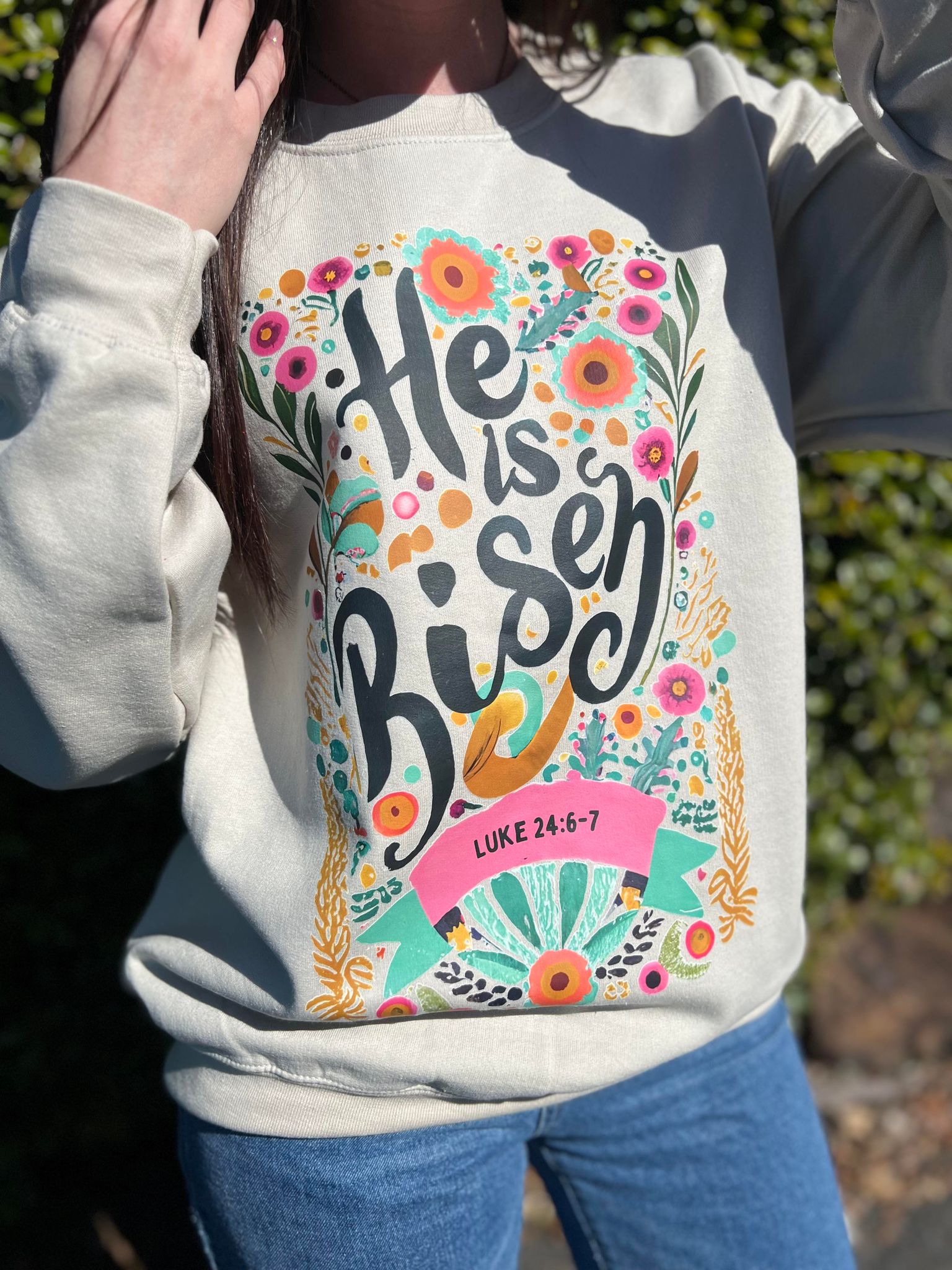 Floral He is Risen Sweatshirt- ASK Apparel LLC