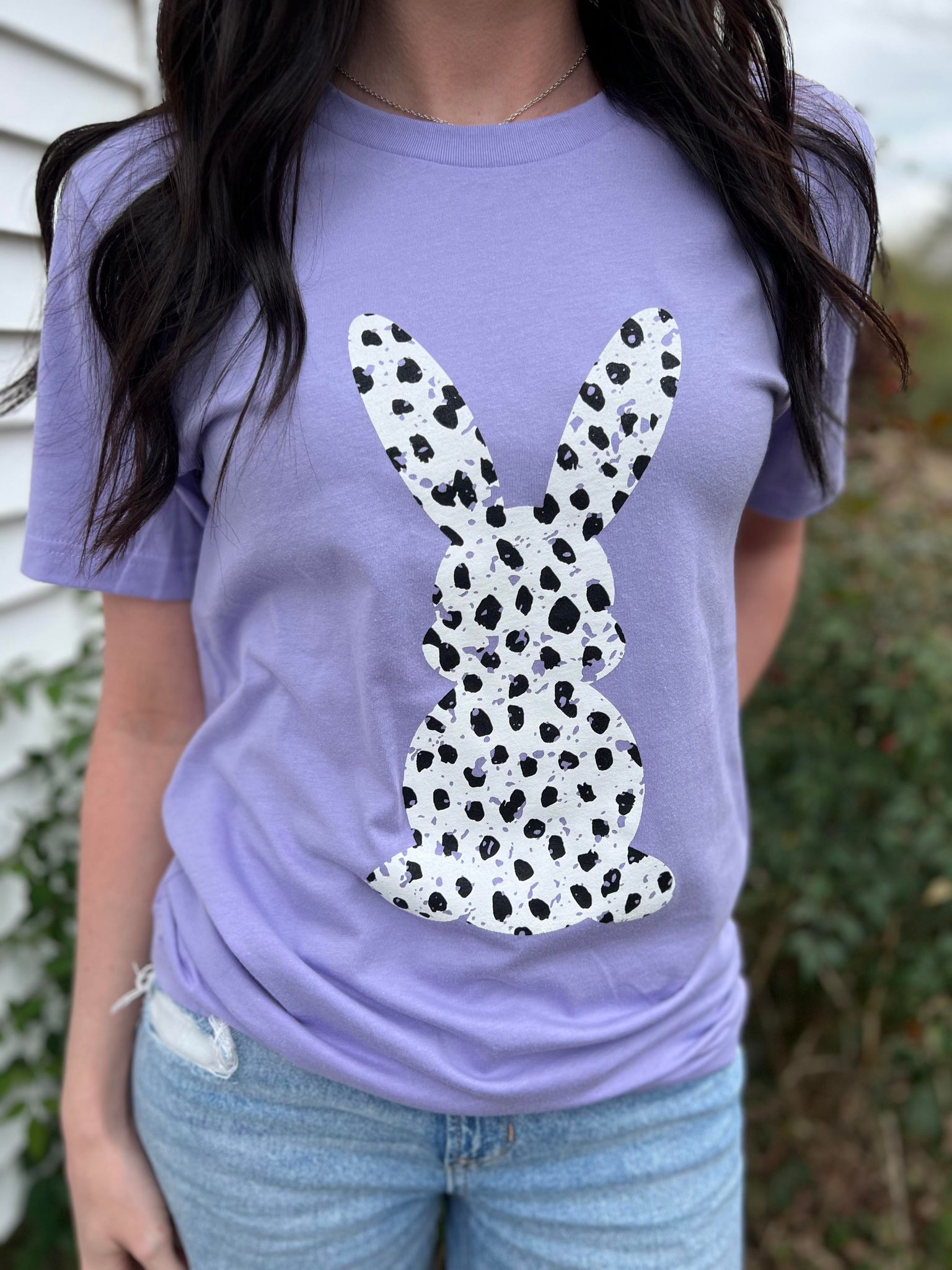 Purple Dalmatian Print Bunny Tee- ASK Apparel LLC