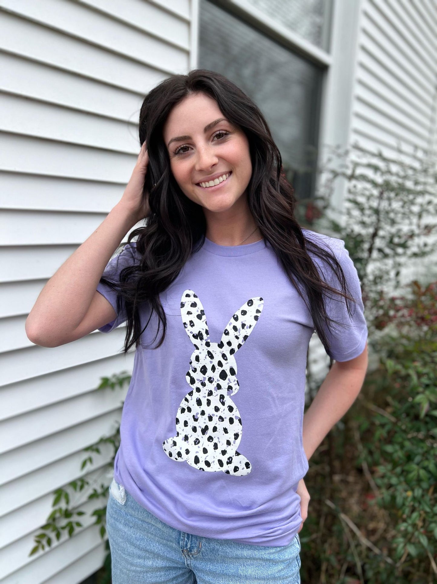 Purple Dalmatian Print Bunny Tee- ASK Apparel LLC