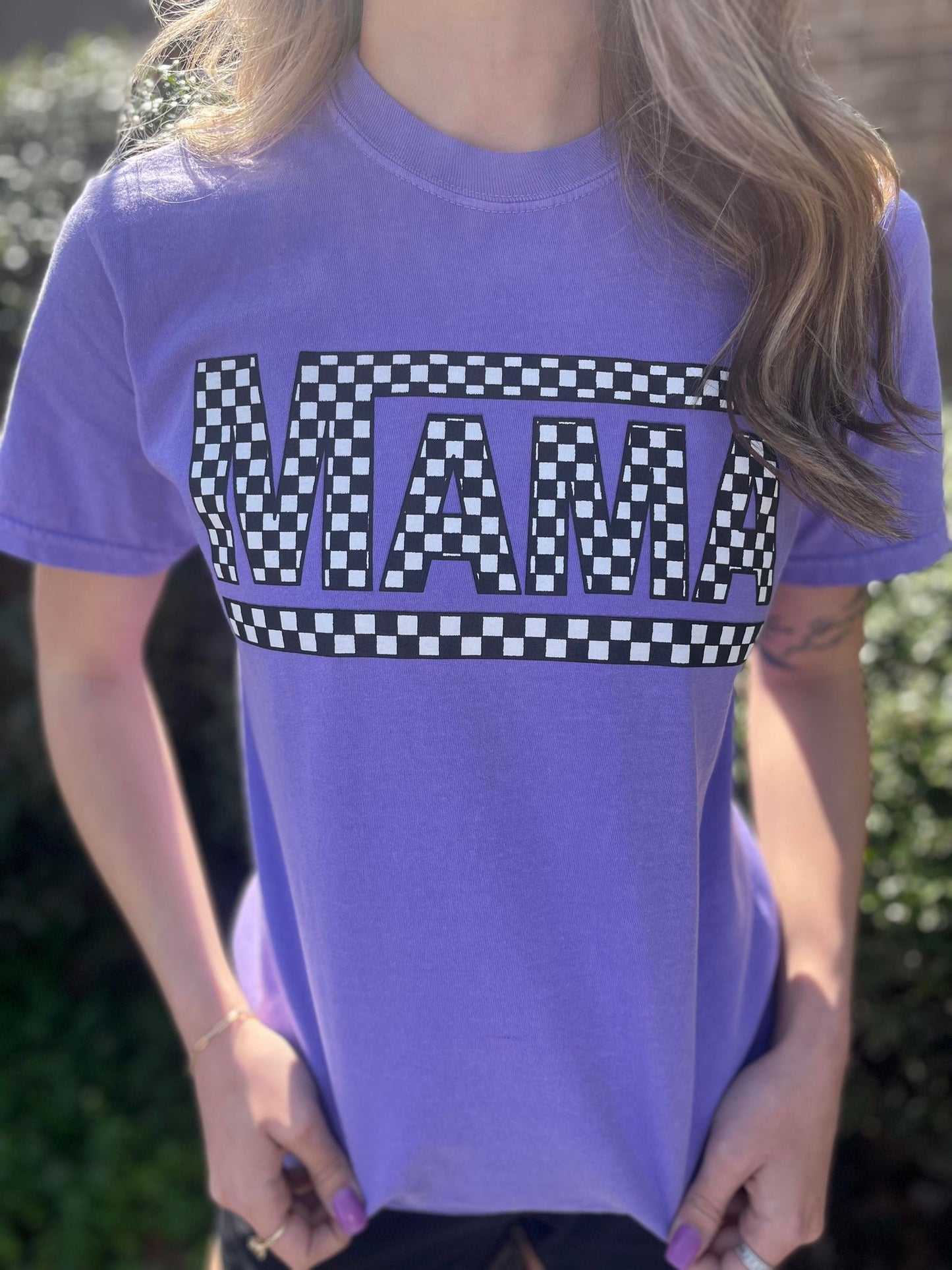 Spring Checkered Mama Tee- ASK Apparel LLC