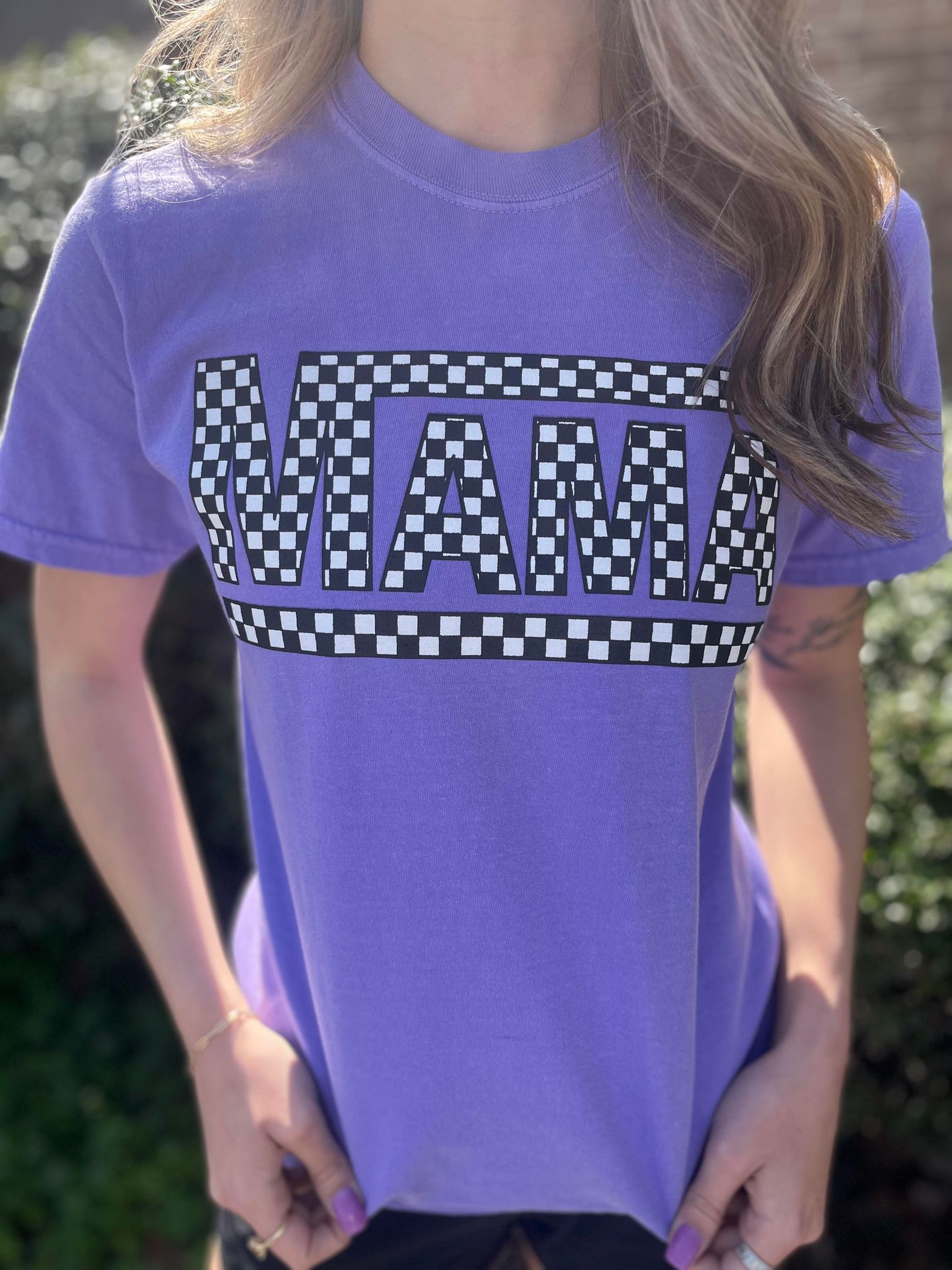 Spring Checkered Mama Tee- ASK Apparel LLC
