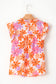 Orange Ruffled Sleeve Smocked Floral Top