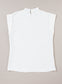 White Wavy Textured Mock Neck Cap Sleeve Top