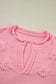 Peach Blossom Flower Detail Knitted Notched Neck Sweater