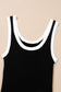 Black Colorblock Edge Ribbed Knit U Neck Tank Top