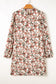 White Floral Printed Long Sleeve Mini Dress