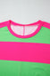 Light Green Colorblock Striped Drop Shoulder Loose Top