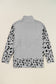 Gray Leopard High Neck Side Slit Oversized Sweater