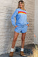 Beau Blue Striped Accent Pullover and Shorts Two Piece Casual Set