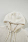 Beige Fleece Zip Up Drawstring Hooded Pocketed Jacket