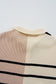 Khaki Stripe Color Block Quarter Zip Collar Short Sleeve Sweater Dress