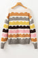Yellow Wave Striped Balloon Sleeve Drop Shoulder Sweater