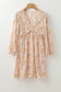 Yellow Boho Floral V Neck Ruffled Empire Waist Long Sleeve Mini Dress