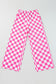 Bonbon 2-Tone Checked Print High Waist Wide Leg Pants