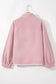 Fushia Stand Neck Half Button Zip Pocket Plush Sweatshirt