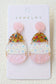 Pink Cute Printed Easter Egg Shape Drop Earrings