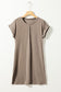 Light French Beige Center Seam Rolled Cuffs T-shirt Dress