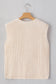 White Solid Textured Knit Side Pockets Buttoned Sweater Vest