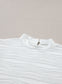 White Wavy Textured Mock Neck Cap Sleeve Top