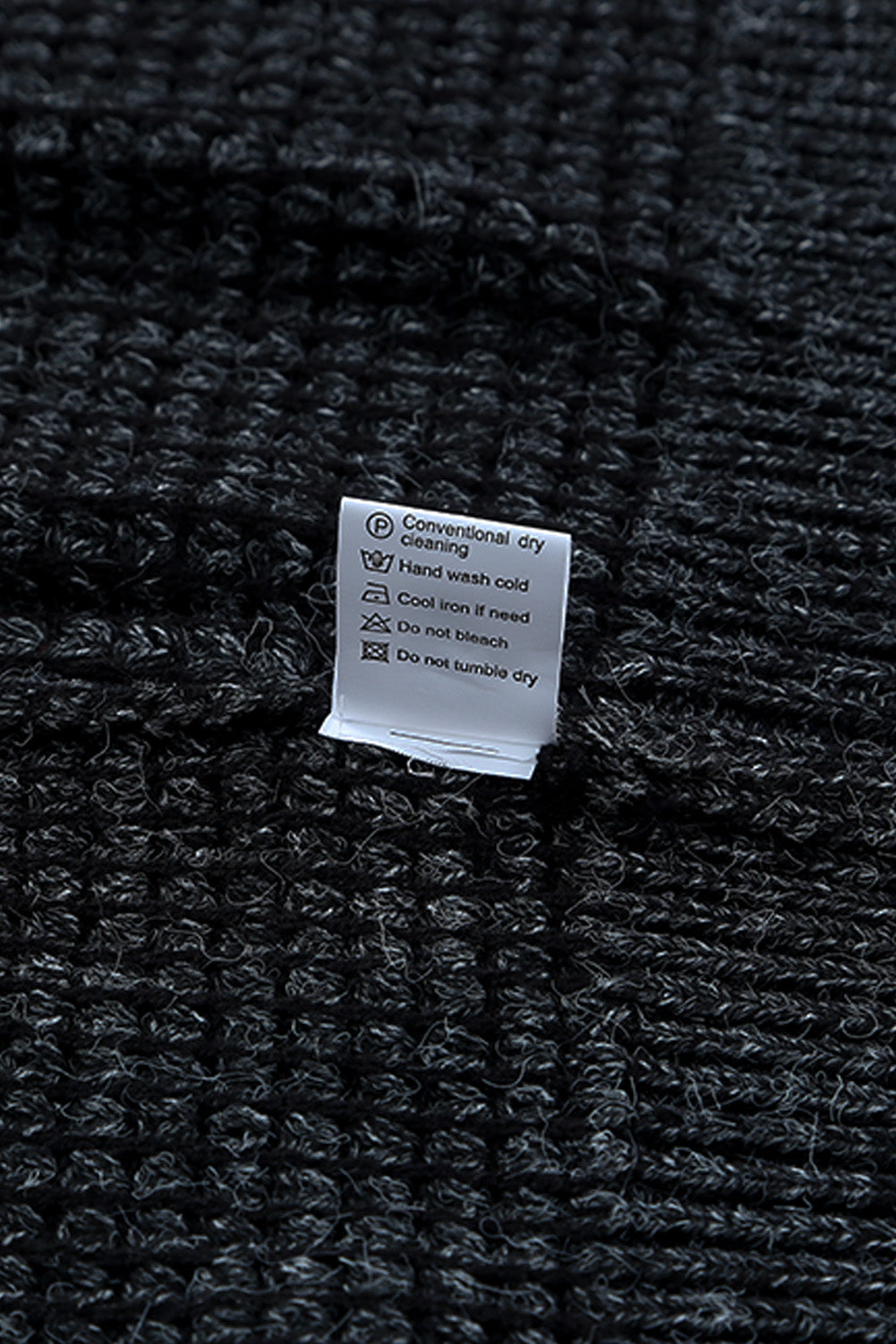 Black Plaid Knitted Long Open Front Cardigan