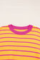 Orange Stripe Trimmed Round Neck Drop Shoulder Loose Sweater