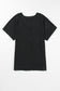Black Crinkled V Neck Wide Sleeve T-shirt