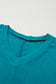 Blue Sapphire Crinkled V Neck Wide Sleeve T-shirt
