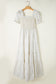 White Frilly Shirred Bodice Tiered Floral Maxi Dress