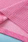 Rose Red Color Block Patch Pocket Corded V Neck Tee