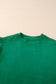 Dark Green Textured Ruffle Split Top and Drawstring Shorts