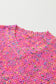 Dark Pink Colorful Spots Knitted V Neck Casual Sweater